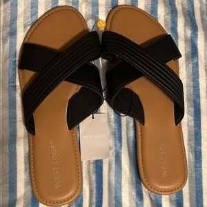 West Loop Black and Tan Sandals